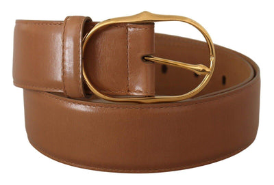 Dolce & Gabbana Brown Leather Gold Metal Oval Buckle Belt 75 cm / 30 Inches, Belts - Women - Accessories, Brown, Dolce & Gabbana, feed-1 at SEYMAYKA