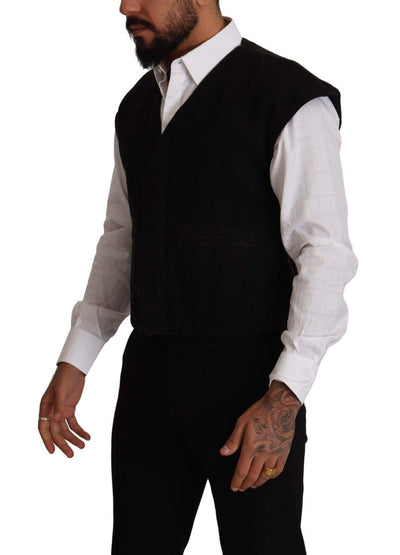 Dolce & Gabbana Black Wool Cotton Dress Waistcoat Vest #men, Black, Dolce & Gabbana, feed-1, IT48 | M, Vests - Men - Clothing at SEYMAYKA