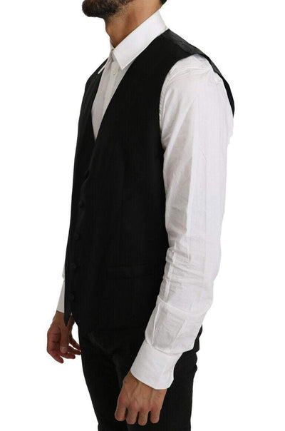 Dolce & Gabbana Black Solid Wool Silk Vest #men, Black, Dolce & Gabbana, feed-agegroup-adult, feed-color-black, feed-gender-male, IT44 | XS, IT46 | S, IT48 | M, IT54 | XXL, Men - New Arrivals, Vests - Men - Clothing at SEYMAYKA