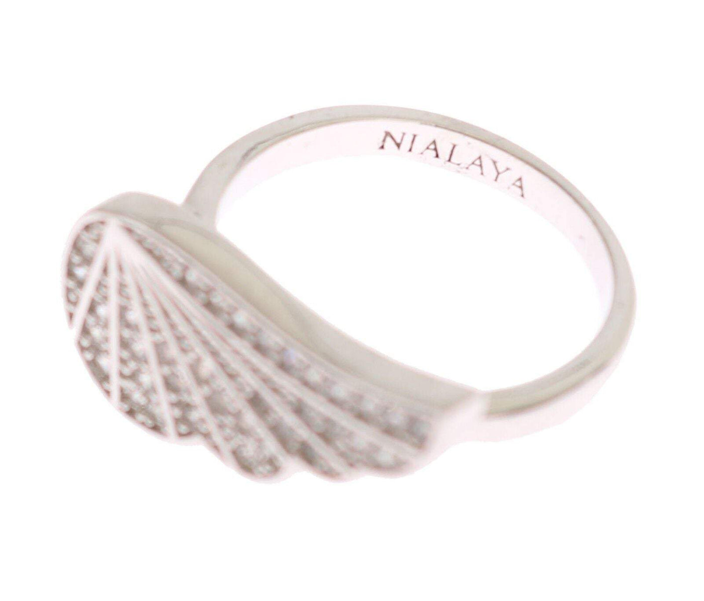 Nialaya Silver  Wing Clear CZ 925 Silver Ring EU52 | US6, EU54 | US7, EU56 | US8, feed-1, Nialaya, Rings - Women - Jewelry, Silver at SEYMAYKA
