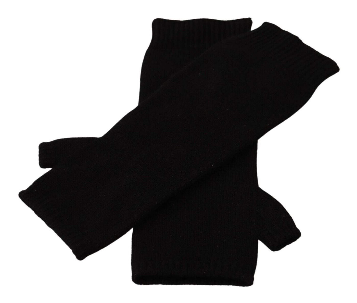 Dolce & Gabbana Black Knitted Fingerless Elbow Length Gloves 7.5|S, 7|S, 8|M, Black, Dolce & Gabbana, feed-1, Gloves - Women - Accessories at SEYMAYKA