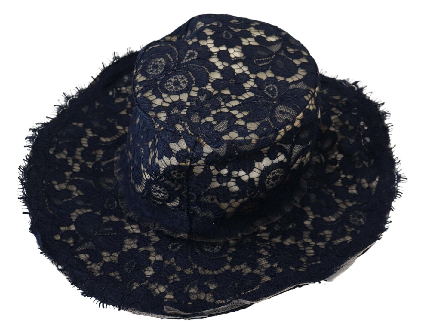 Dolce & Gabbana Blue Floral Lace Wide Brim Floppy Hat