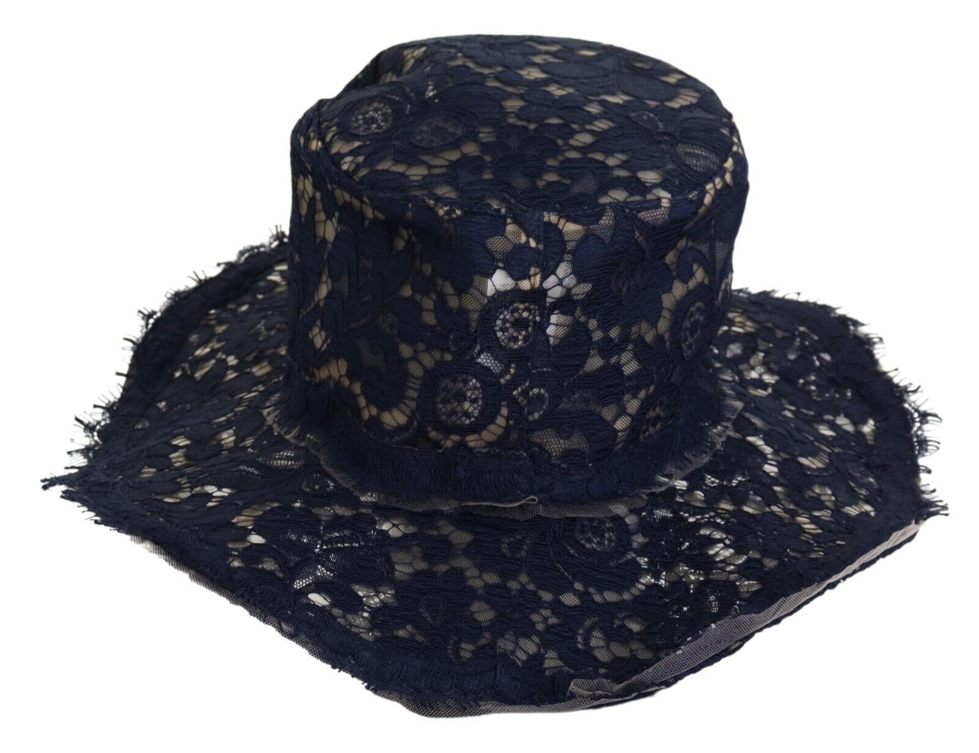 Dolce & Gabbana Blue Floral Lace Wide Brim Floppy Hat