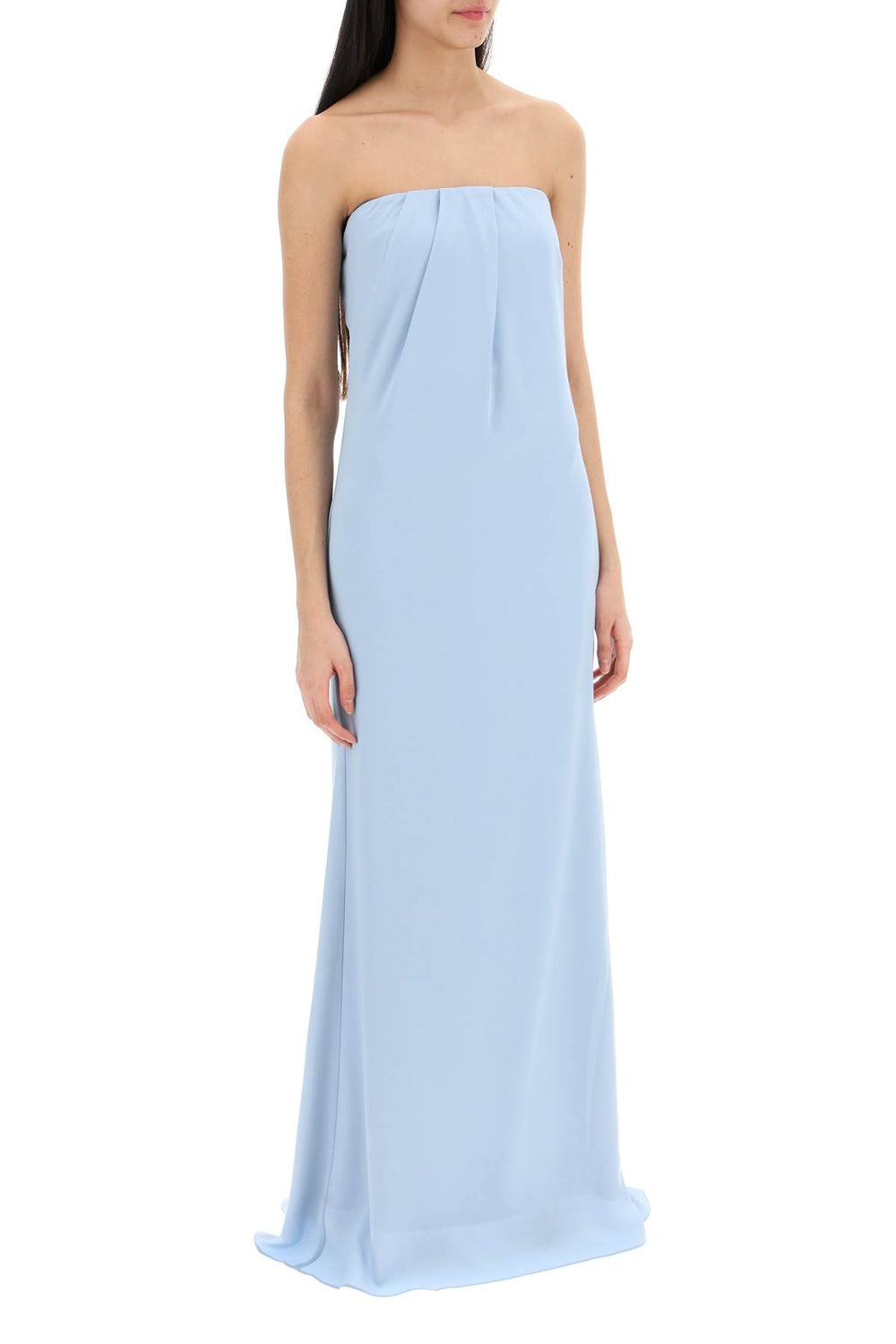 strapless satin crepe dress without-1