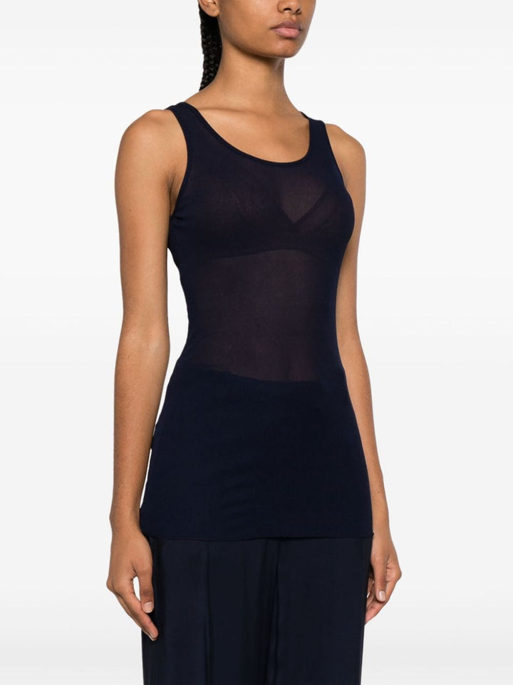 U-neck semi-sheer tank top-7