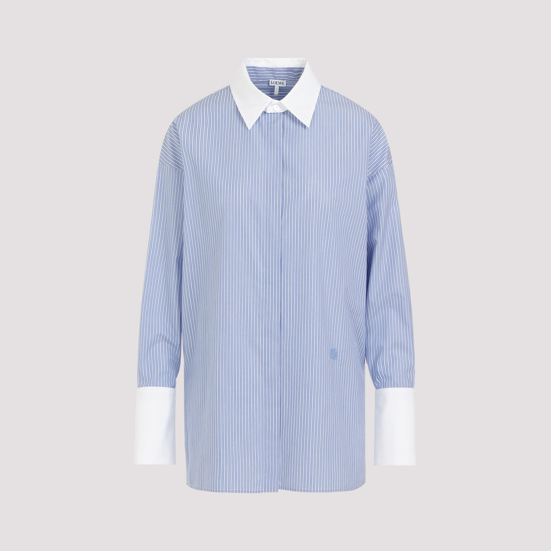 Blue Cotton Deconstructured Shirt-0