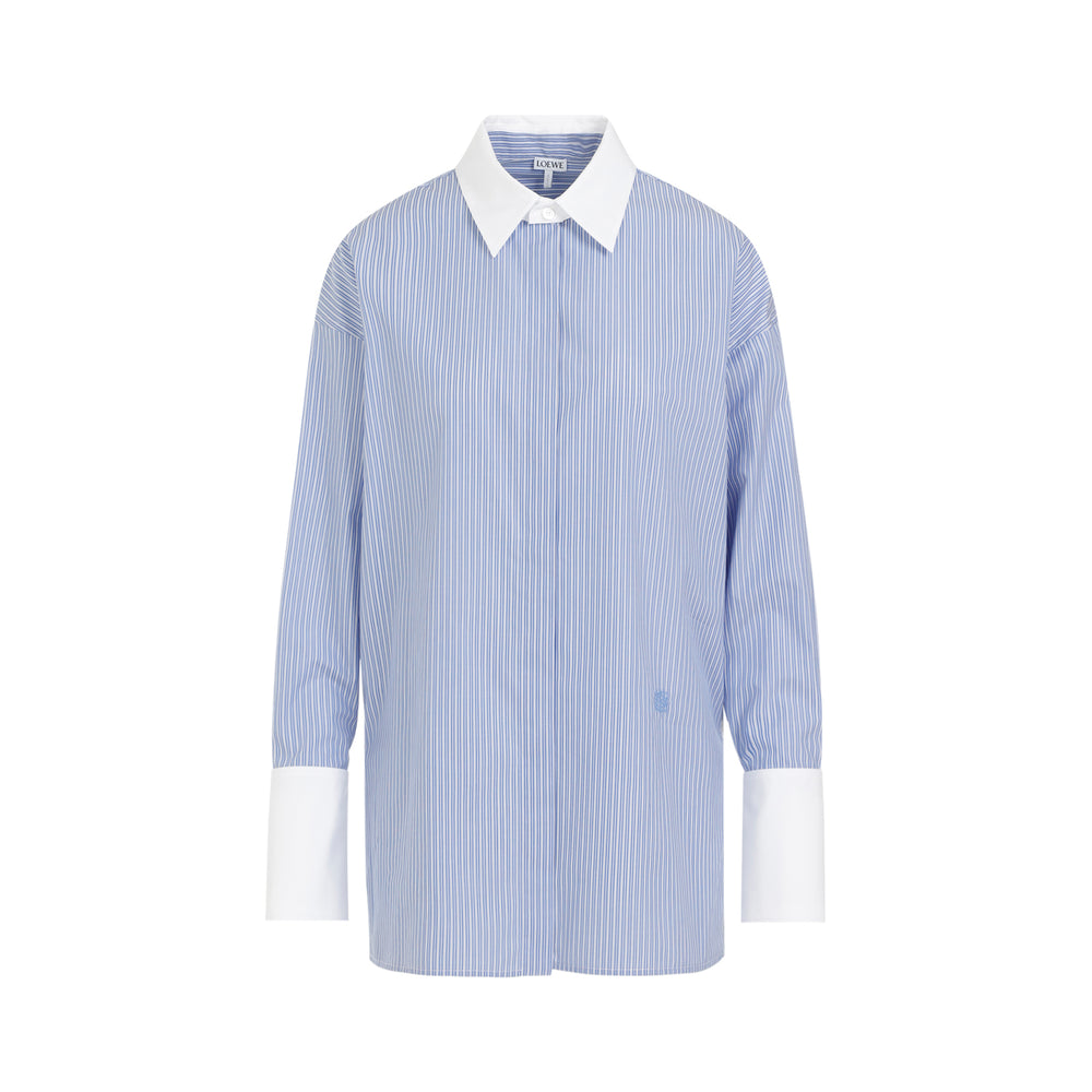Blue Cotton Deconstructured Shirt-1