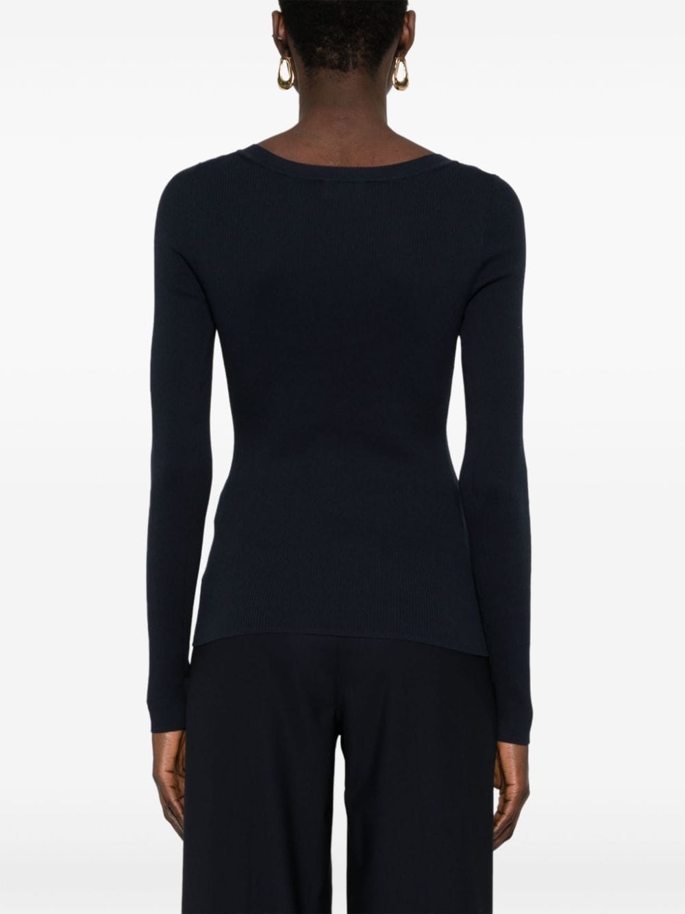 V-neck ribbed-knit top-19