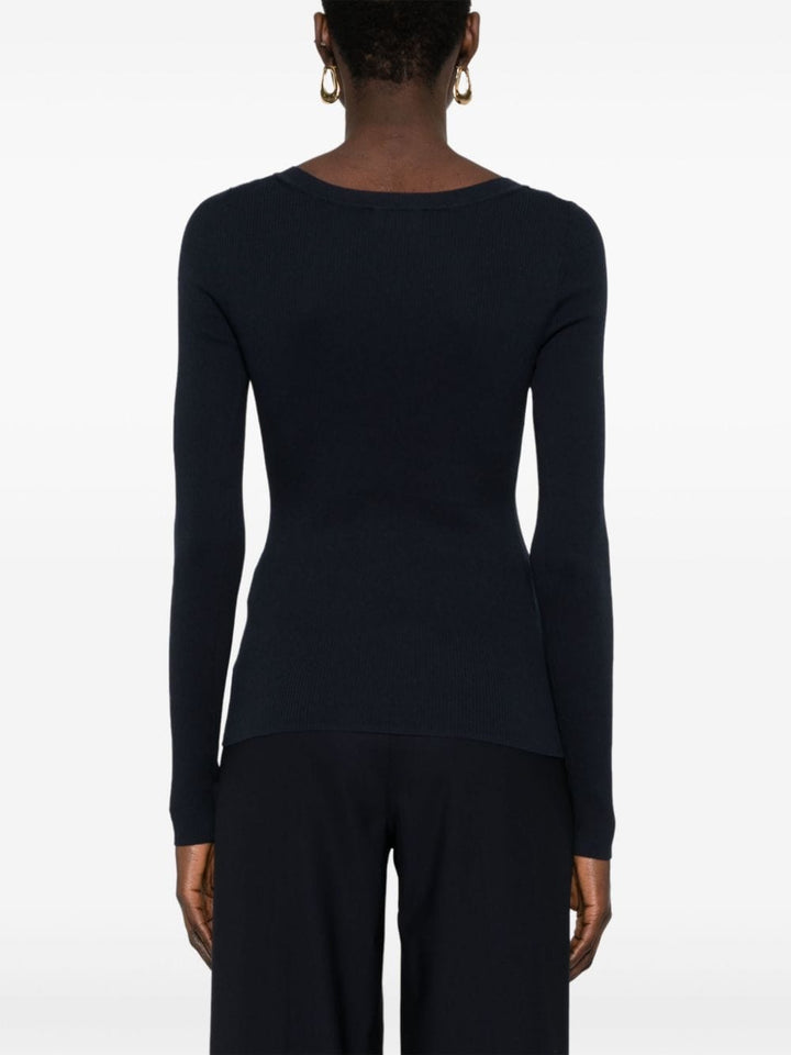 V-neck ribbed-knit top-19