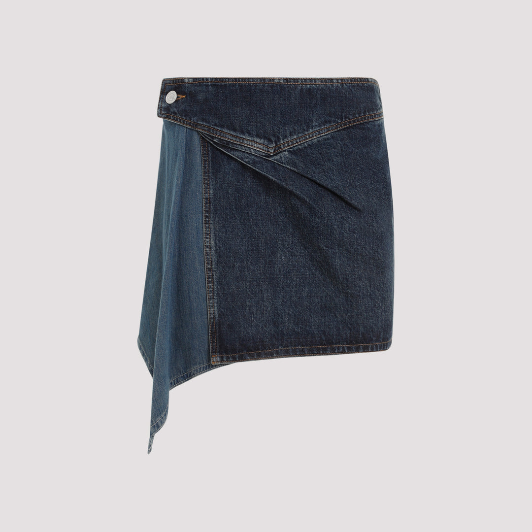 Blue Junie Denim Cotton Mini Skirt-0