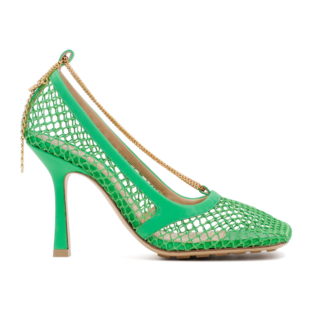 Green Stretch Lace-Up Sandals-1