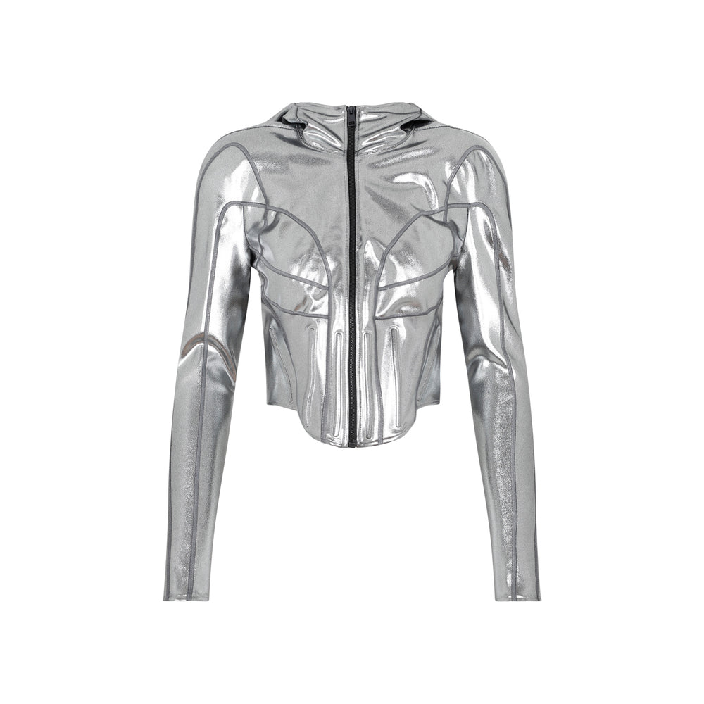 Chrome Silver Hooded Jacket-1