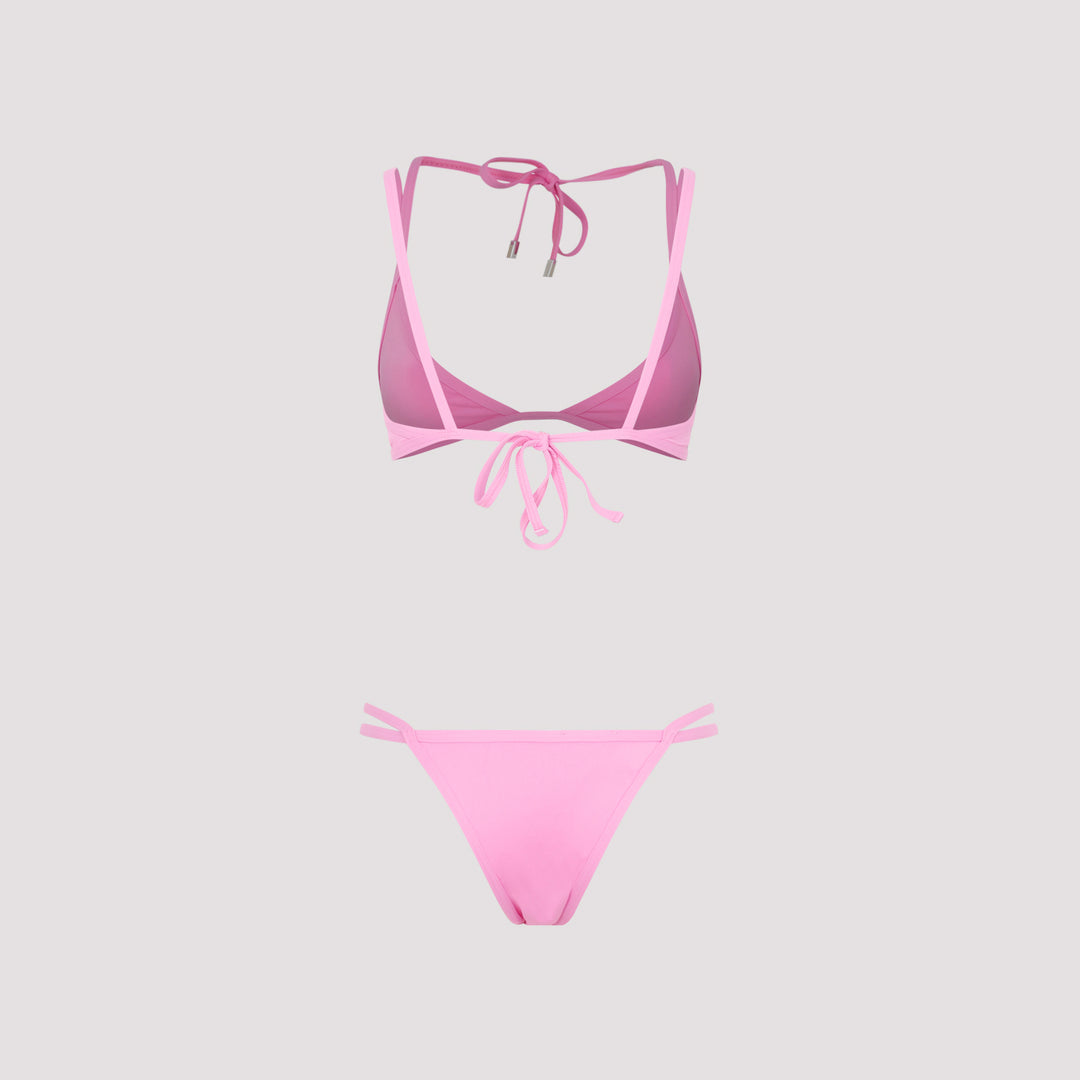 Hot Pink Triangle Bikini-3