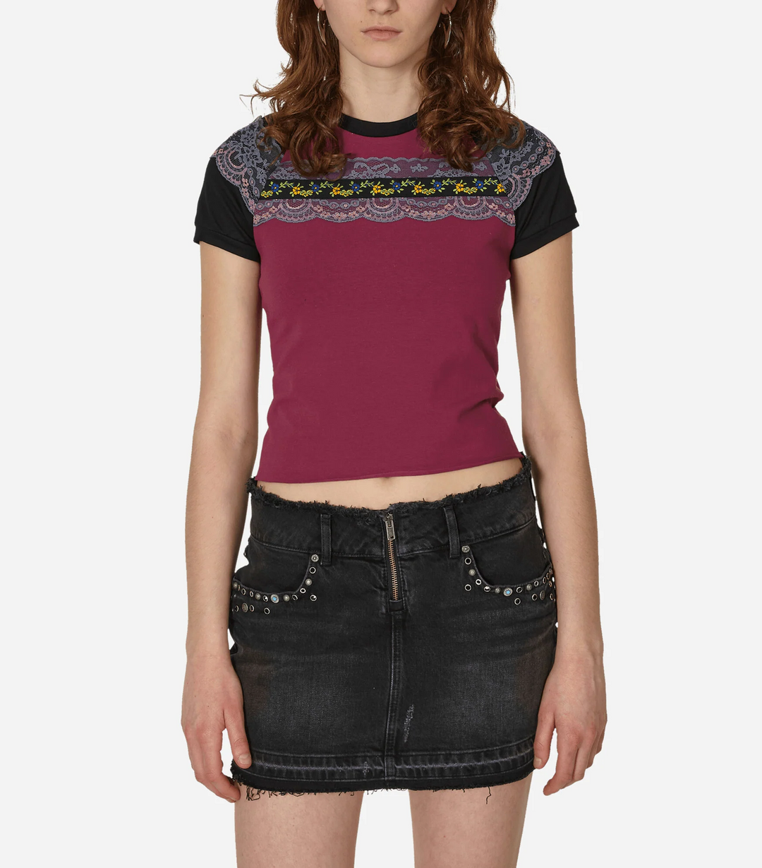 Cotton jersey raglan t-shirt with lace-3