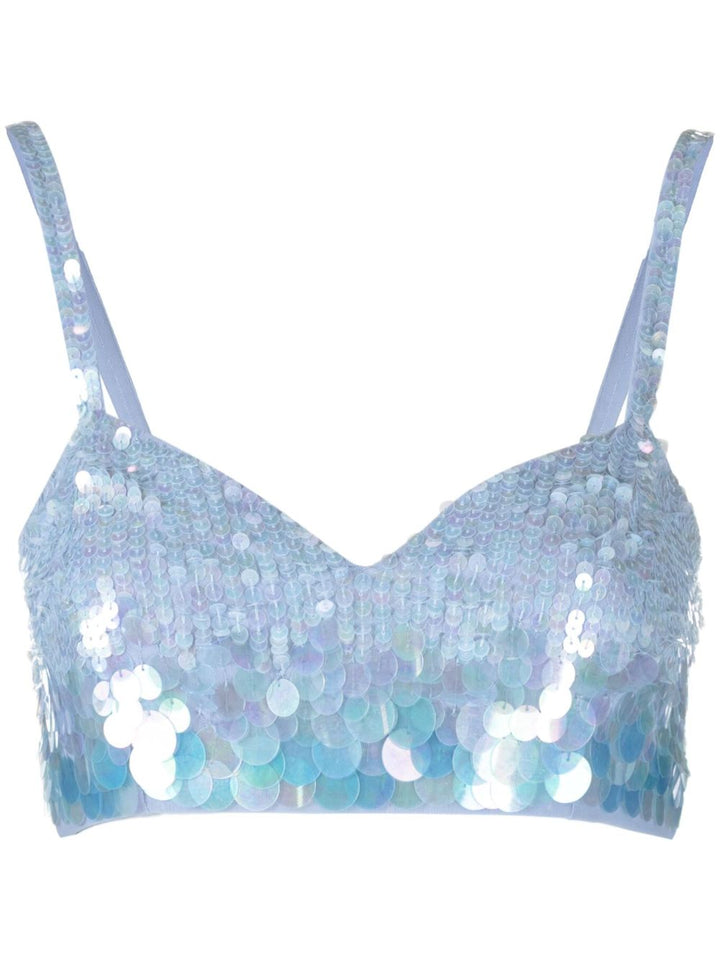 iridescent sequin cropped top-2