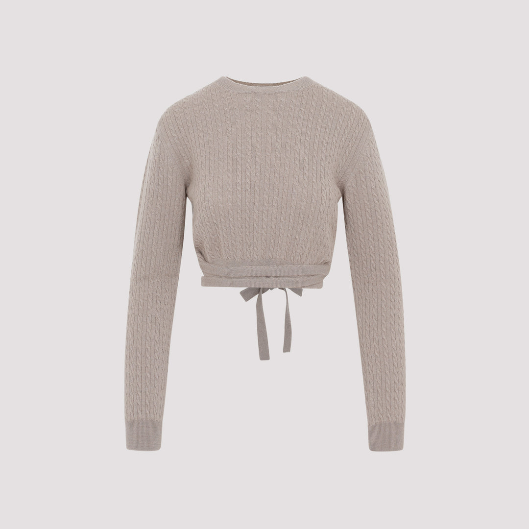 Taupe Curve Link Cropped Jumper-0