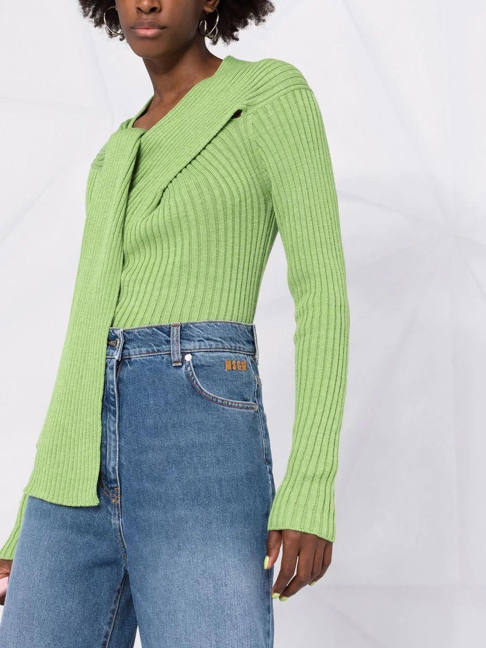 MSGM ribbed-knit knot-detail top-4