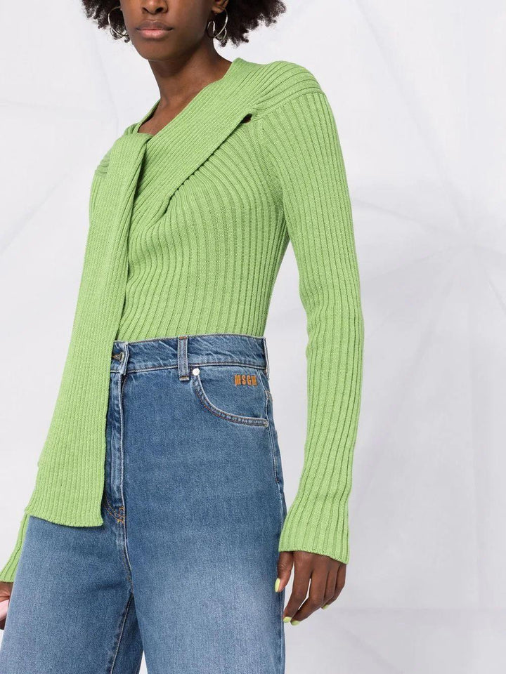 MSGM ribbed-knit knot-detail top-4