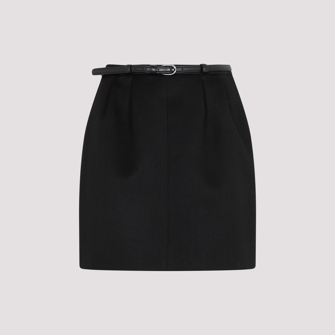 Black Wool Mni Skirt-0