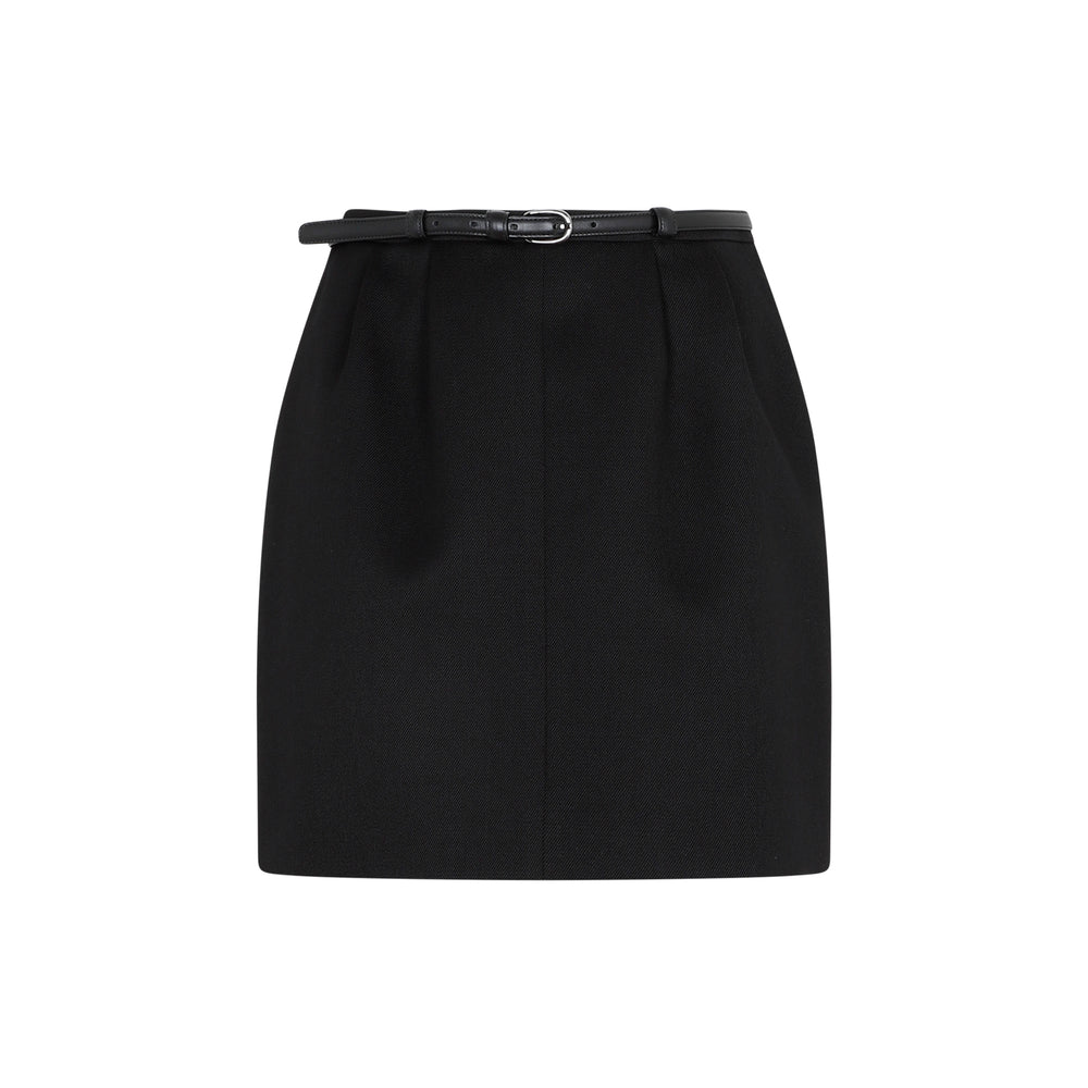 Black Wool Mni Skirt-1