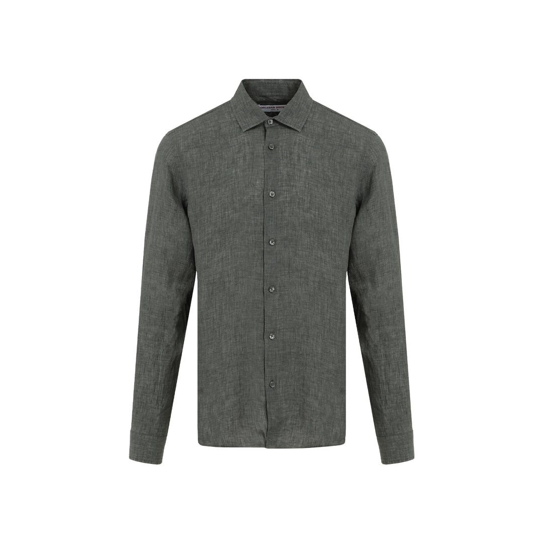 Green Giles Stitched II Linen Shirt-1