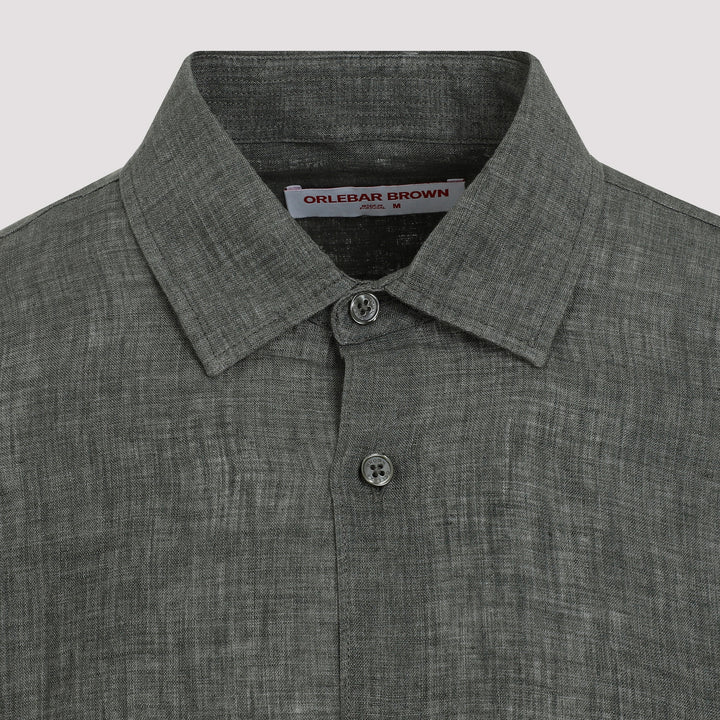 Green Giles Stitched II Linen Shirt-4