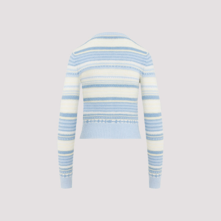 Light Blue Stripe Soft Wool Cardigan-3