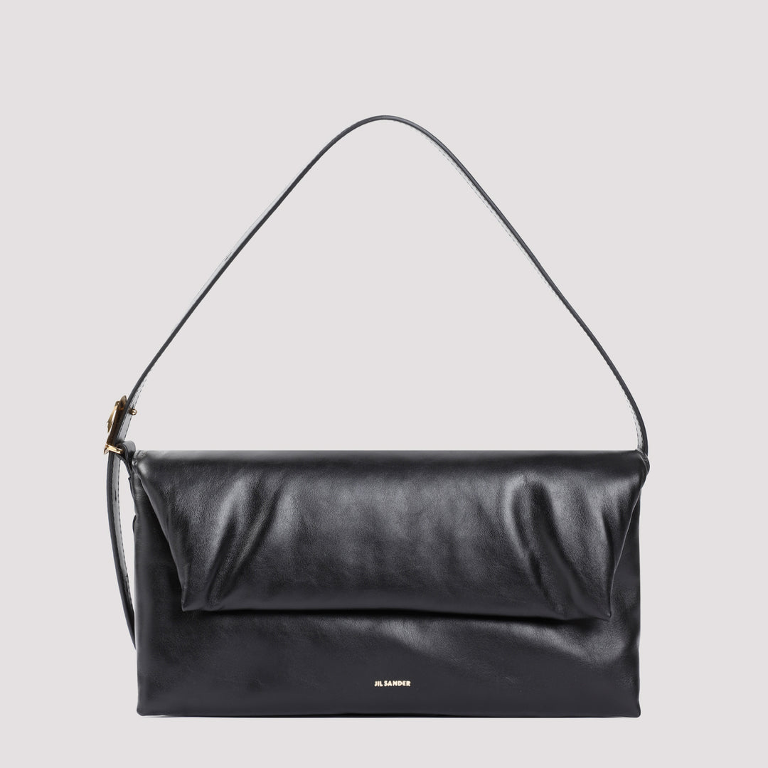 Black Origami Nappa Calf Leather Shoulder Bag-0