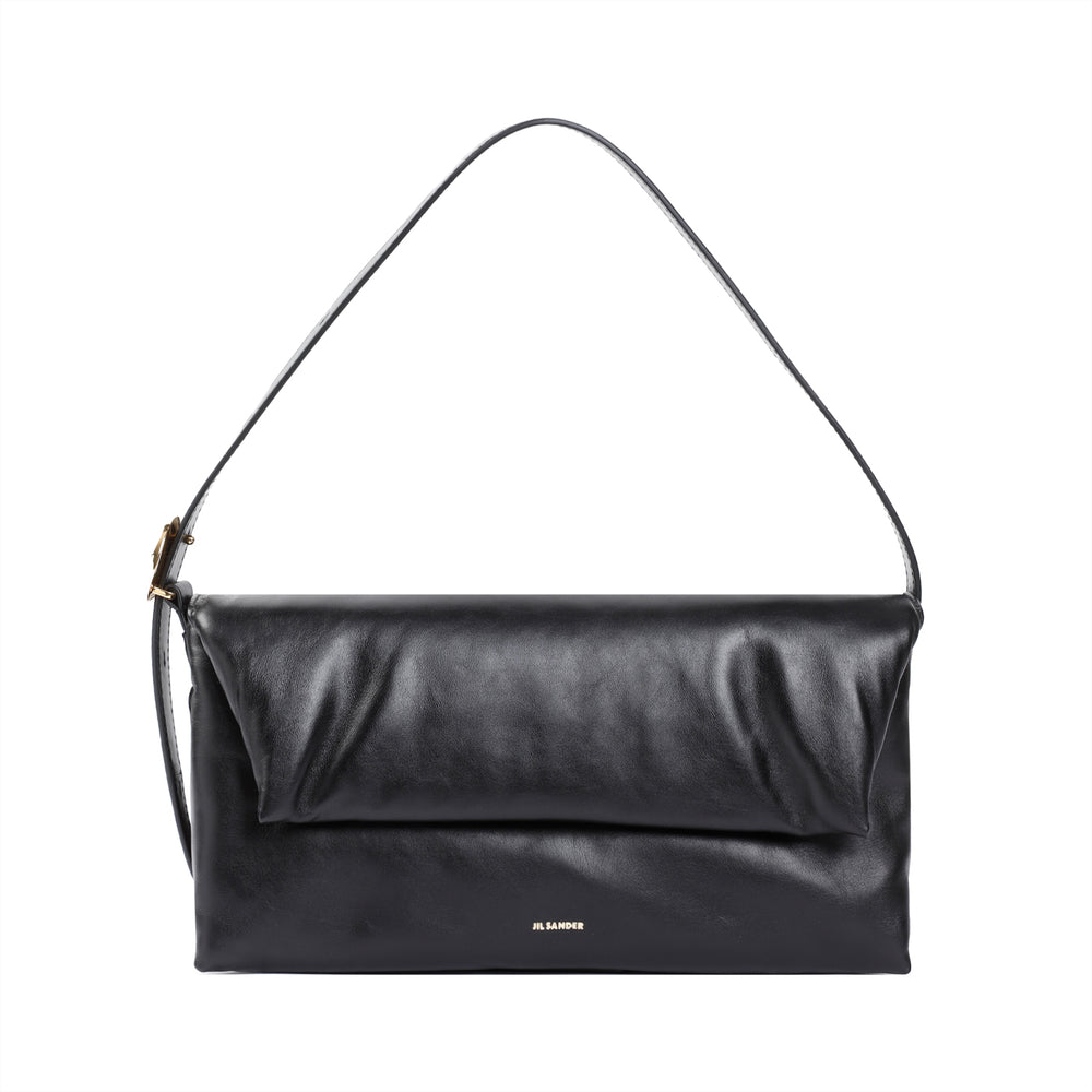 Black Origami Nappa Calf Leather Shoulder Bag-1