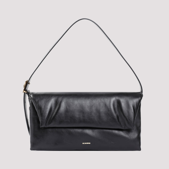 Black Origami Nappa Calf Leather Shoulder Bag-2