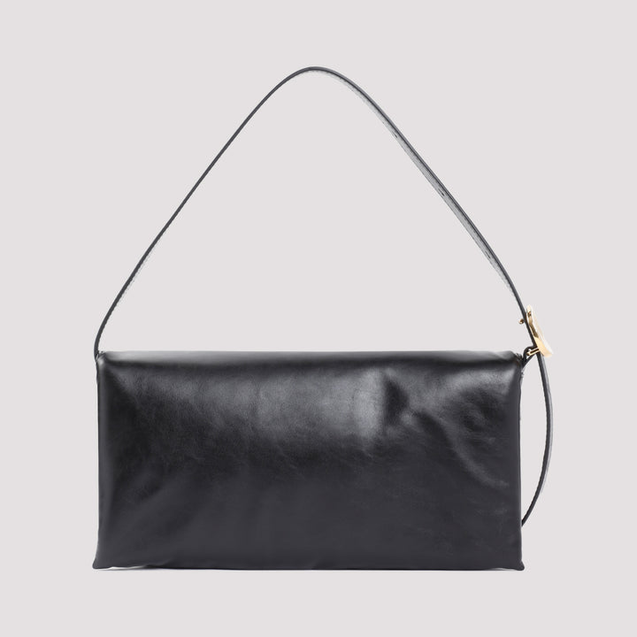 Black Origami Nappa Calf Leather Shoulder Bag-3
