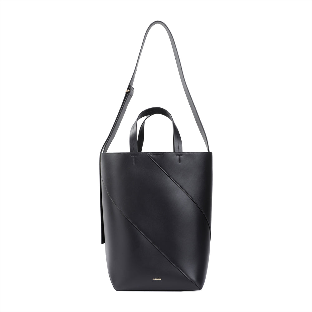 Black Vertigo Nappa Calf Leather Tote Bag-1