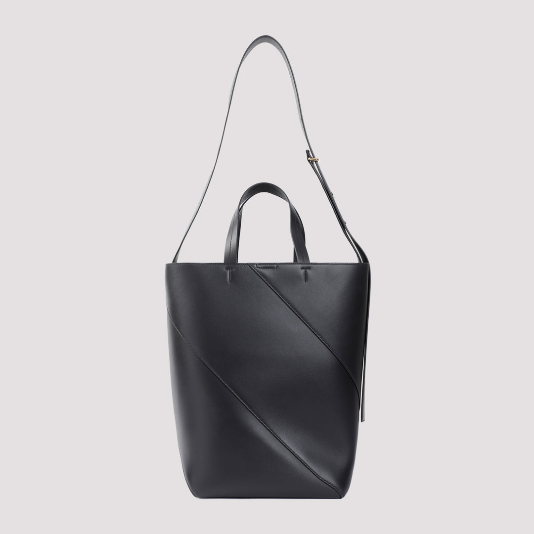 Black Vertigo Nappa Calf Leather Tote Bag-3
