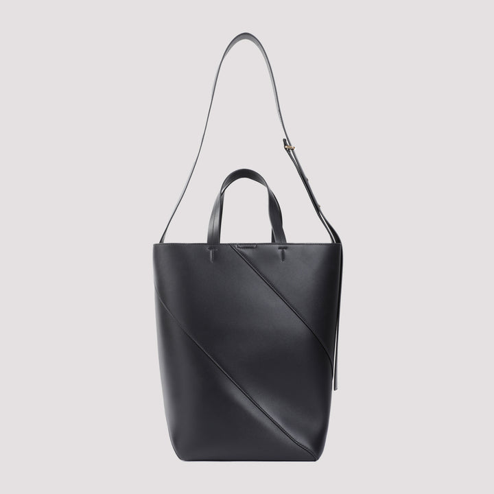 Black Vertigo Nappa Calf Leather Tote Bag-3