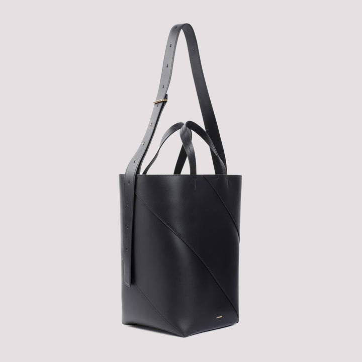 Black Vertigo Nappa Calf Leather Tote Bag-4