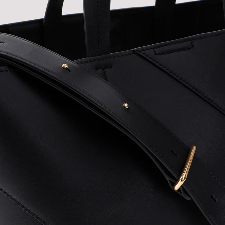 Black Vertigo Nappa Calf Leather Tote Bag-5