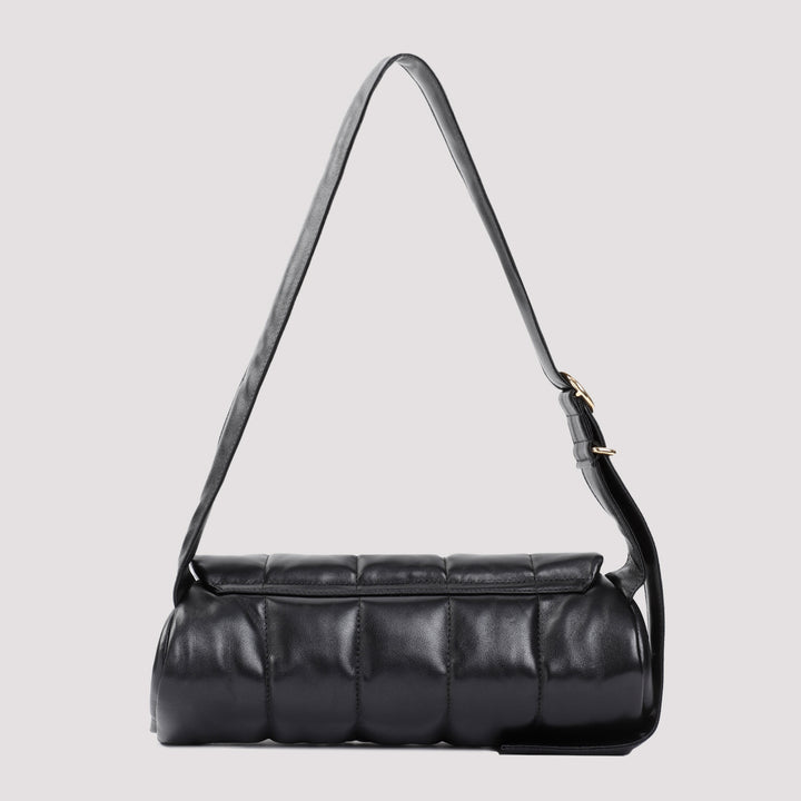 Black Cannolo Nappa Leather Shoulder Bag-3