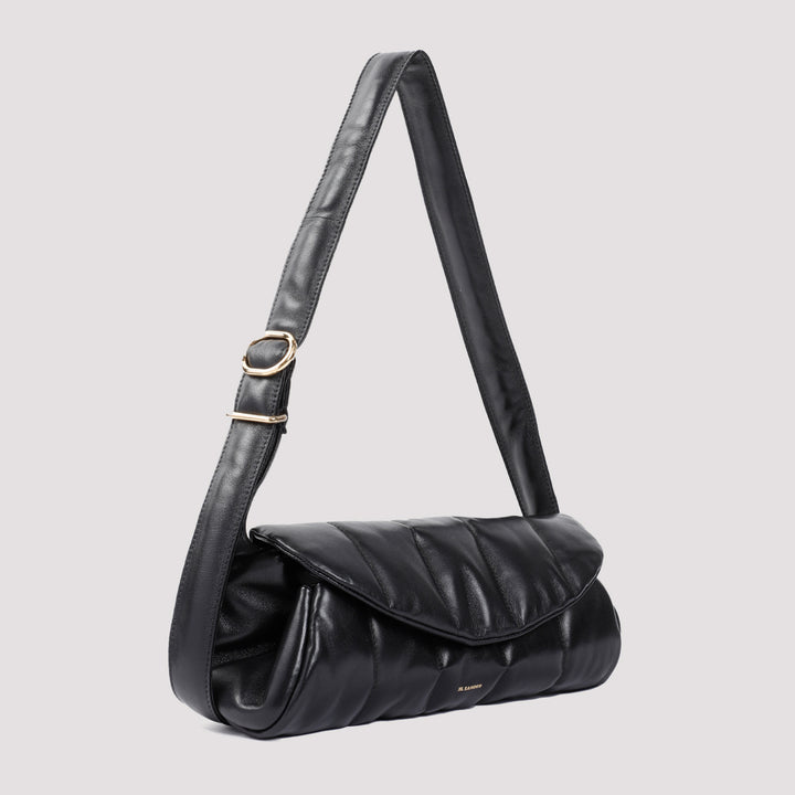 Black Cannolo Nappa Leather Shoulder Bag-4