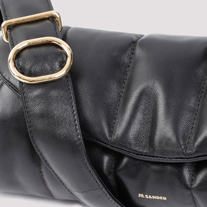 Black Cannolo Nappa Leather Shoulder Bag-5