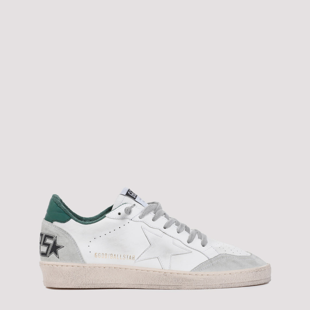 White Green Ball Star Polyurethane Sneakers-0