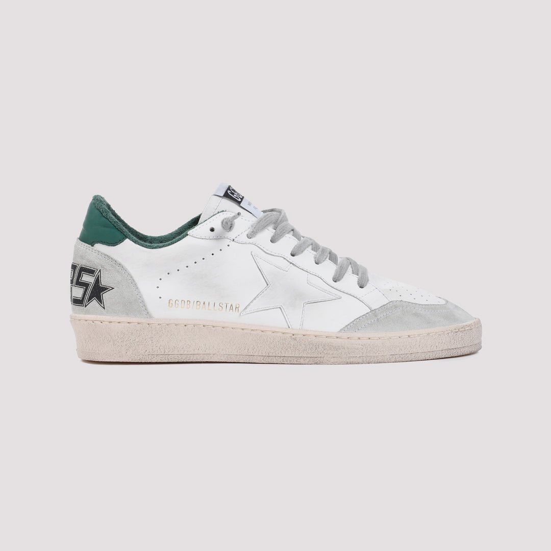 White Green Ball Star Polyurethane Sneakers-2