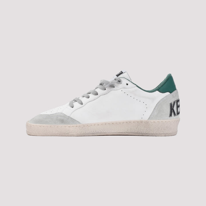 White Green Ball Star Polyurethane Sneakers-3