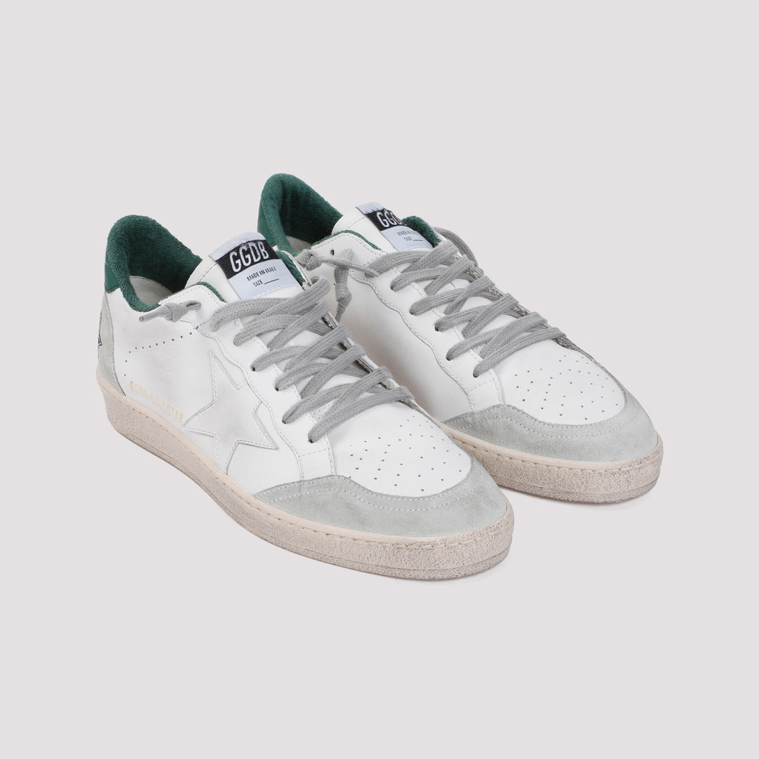 White Green Ball Star Polyurethane Sneakers-4