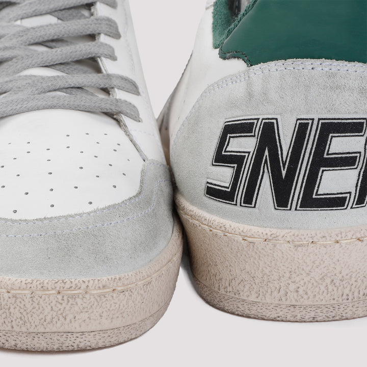 White Green Ball Star Polyurethane Sneakers-5