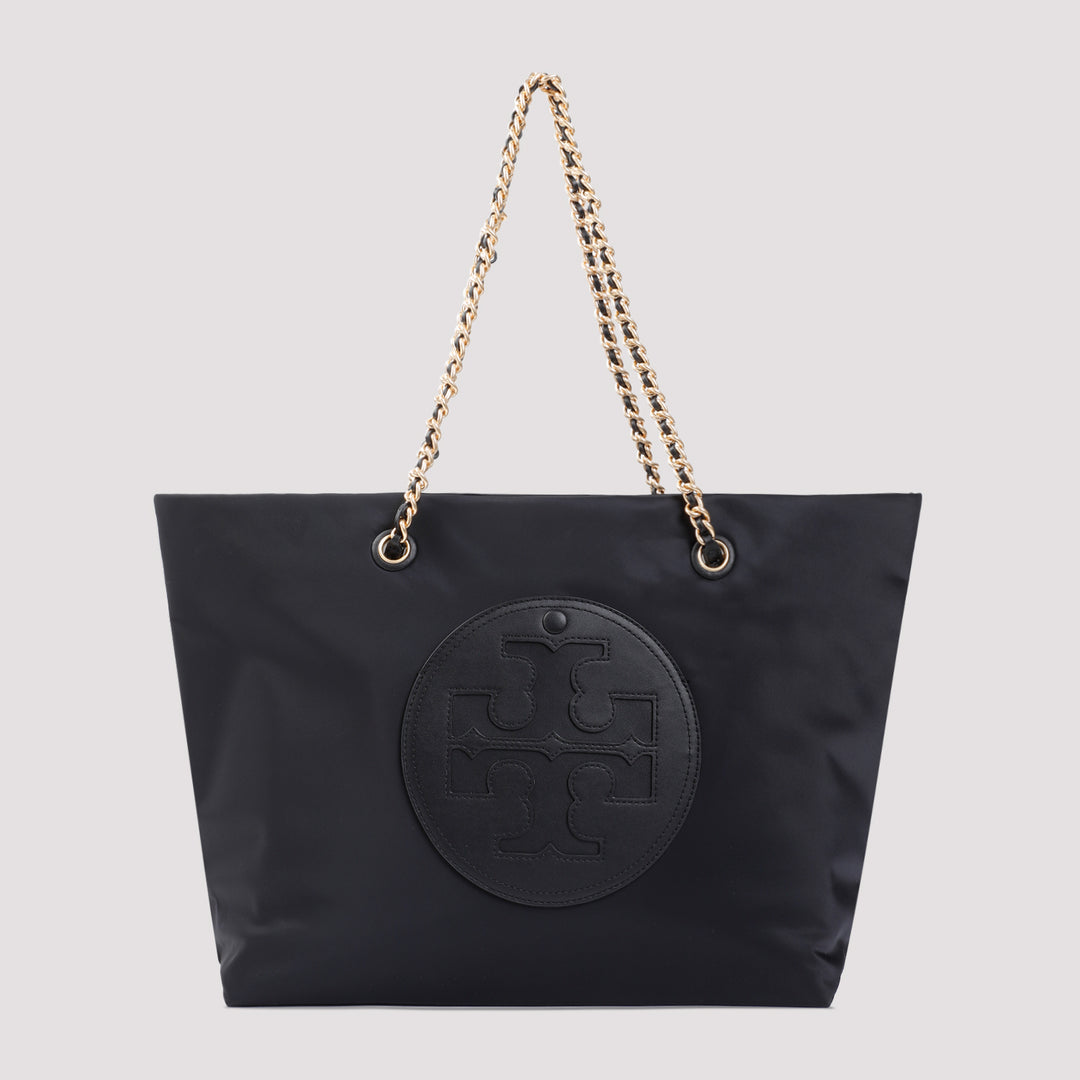 Black Ella Chain Nylon Tote Bag-0