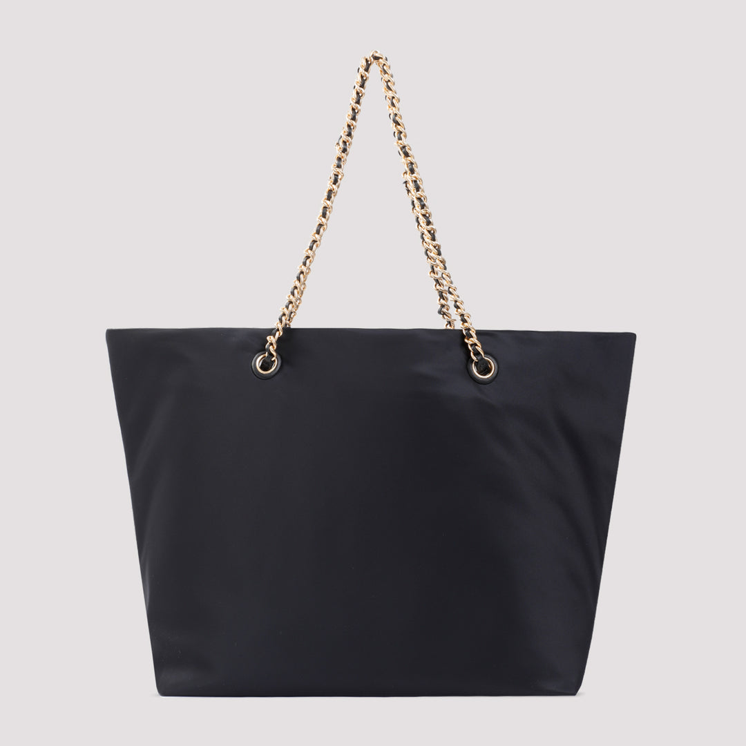 Black Ella Chain Nylon Tote Bag-3