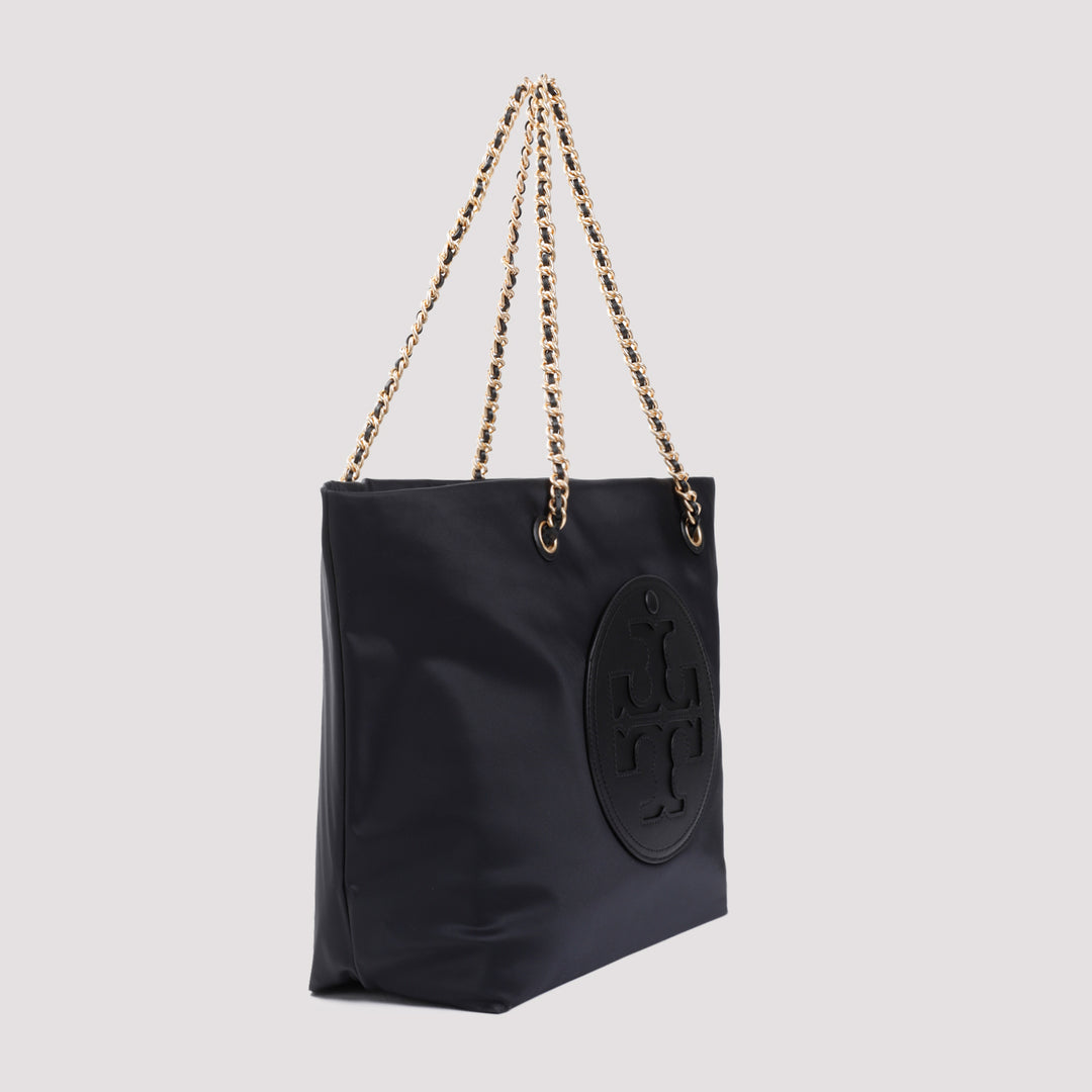 Black Ella Chain Nylon Tote Bag-4