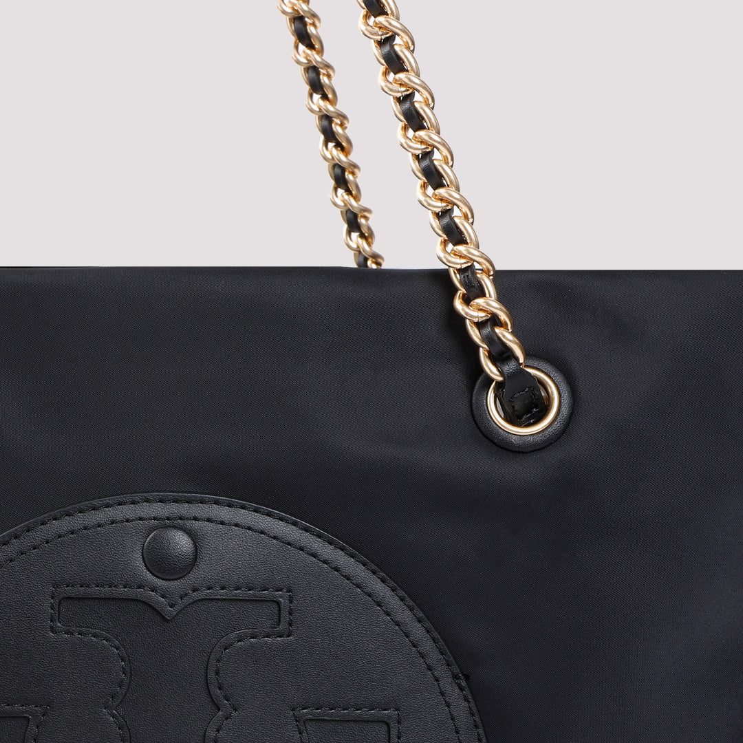 Black Ella Chain Nylon Tote Bag-5