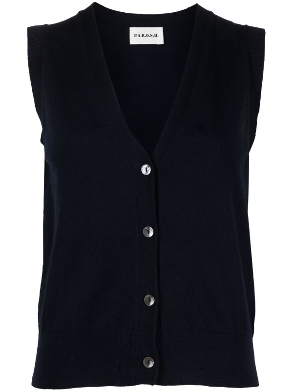 V-neck fine-knit vest-1