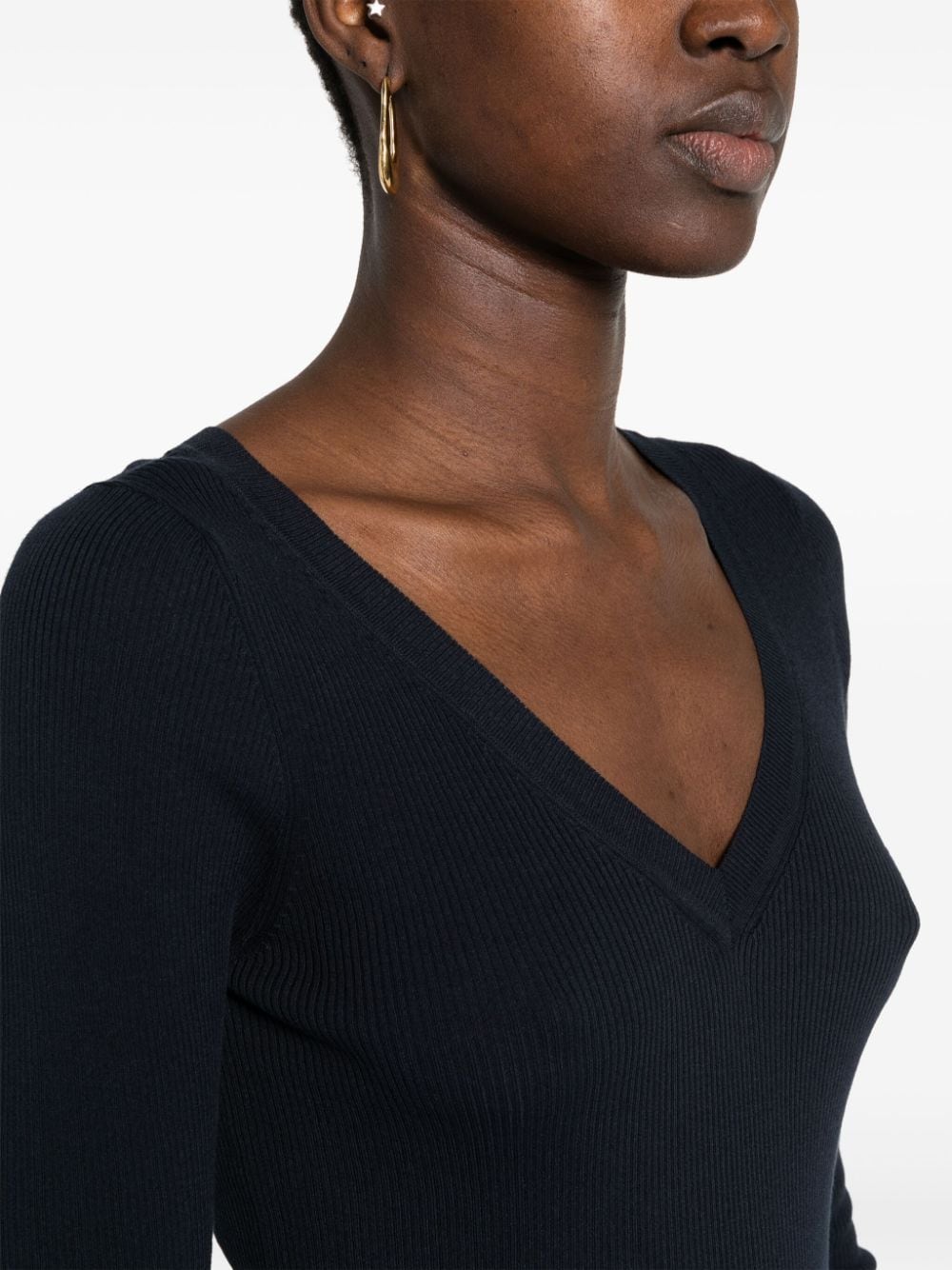 V-neck ribbed-knit top-25
